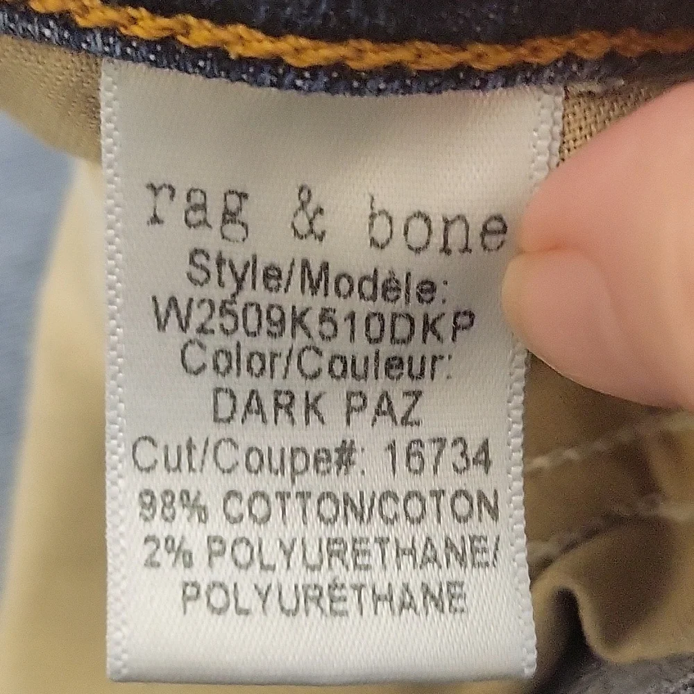 Rag & Bone High Rise Slim Straight Leg Jeans in Dark Paz - Picture 7 of 10